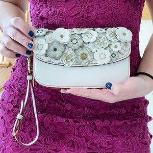 Floral Leather Coach Clutch / Wristlet Bag